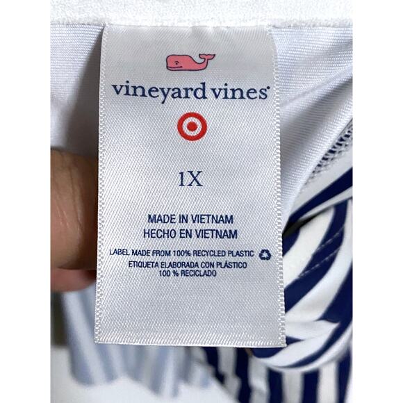 Vineyard Vines for Target Bikini Top Ruffle White Blue Striped Nautical Women 1X - Picture 7 of 8